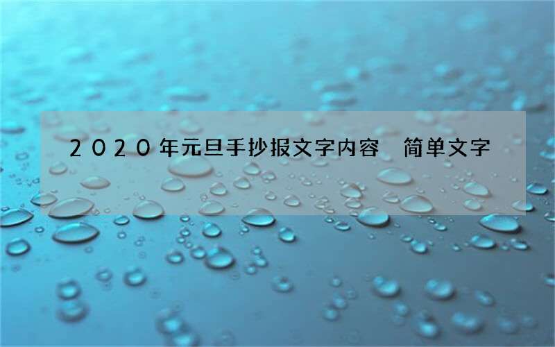 2020年元旦手抄报文字内容 简单文字